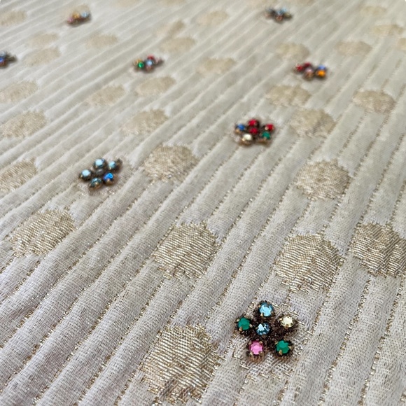 Ann Murray Vintage Dress Jacket Women 12 Golden Ivory Rhinestones Formal - Picture 8 of 13